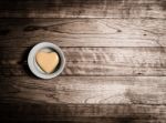 Yellow Heart Ceramic In Coffee Cup Stock Photo