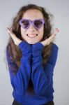 Teen With Heart Shaped Sunglasses Stock Photo