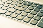 Laptop Or Notebook Button Close Up Right View Vintage Stock Photo