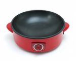 Red Frying Pan Stock Photo