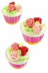 Sweet Rose Flower Cup Cake Set Stock Photo