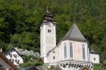 View Of The Maria Hilf Pilgrimage Church In Hallstatt Stock Photo