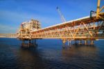 Offshore Construction Platform For Production Oil And Gas,oil And Gas Industry Stock Photo