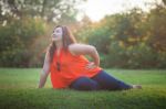 Happy Woman Posing Outdoor Stock Photo