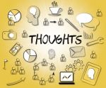 Thoughts Icons Represents Idea Reflection And Sign Stock Photo