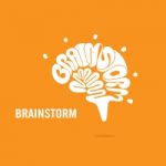 Creative Brain Sign And Brainstorm Concept.brain Logo Stock Photo