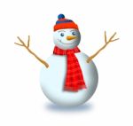 Snowman With Scarf And Beanie Stock Photo