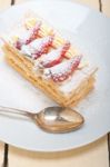 Napoleon Strawberry Cake Dessert Stock Photo