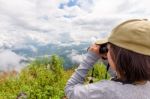 Tourist On Doi Pha Tang View Point Stock Photo