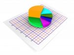 Pie Chart Shows Statistical Graphs And Graphics Stock Photo