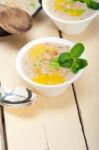 Hearty Middle Eastern Chickpea And Barley Soup Stock Photo