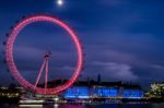 View Of The London Eye At Night Stock Photo