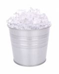 Grain Metal Ice Bucket On White Background Stock Photo