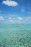 Maldives Island With Gorgeous Water/cloudscape Stock Photo