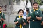 Student 11-12 Years Old, Scout Assembly, Teepangkorn Scout Camp In Samut Sakhon Thailand Stock Photo