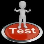 Test Button Showing Quiz And Online Questionnaires Stock Photo