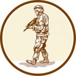 American Soldier Rifle Walking Circle Cartoon Stock Photo