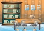 Cartoon  Illustration Interior Library Room With Separated Layers Stock Photo