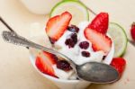 Fruit And Yogurt Salad Healthy Breakfast Stock Photo