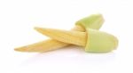 Baby Corn On A White Background Stock Photo