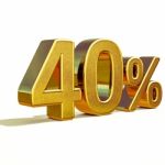 3d Gold 40 Forty Percent Discount Sign Stock Photo