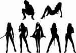 Silhouette Sexy Girls Stock Photo