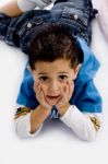 Laying Adorable Boy Stock Photo