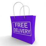 Free Delivery Shopping Bag Showing No Charge Or Gratis To Delive Stock Photo