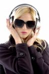 Woman Listening Music Stock Photo