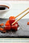 Red Tuna Sashimi With Salmon Roe Stock Photo