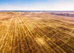 Spring Rural Aerial Landscape. Plowed Fields Stock Photo