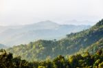 High Angle View Forest Mountain And Sky Stock Photo