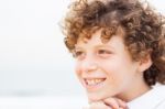 Young Pretty Boy Posing At Beach Stock Photo