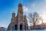 The Church At Jeonju Hanok Village In Winter, South Korea Stock Photo