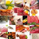 High Protein Food Collection Collage Stock Photo