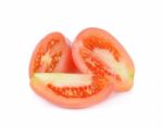 Slice Tomato Isolated On The White Background Stock Photo