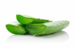 Aloe Vera Fresh Leaf. Isolated Over White Stock Photo