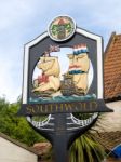 Town Sign At The Entrance To Southwold Stock Photo