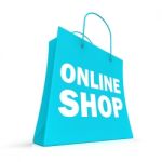 Shopping Online Bag Showing Internet Buying Stock Photo