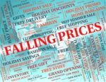 Falling Prices Showing Less Promo And Text Stock Photo