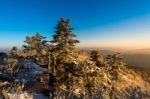 Deogyusan Mountains At Sunrise In Winter, South Korea Stock Photo