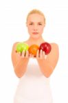 Woman Holding Fruit Stock Photo