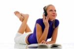 Woman Listening To Music Stock Photo