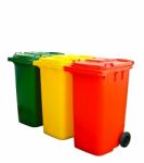 Colorful Recycling Bins Stock Photo