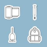 Camera Accessories Line Icon Set Stock Photo