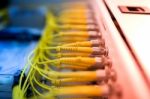 Fiber Optic With Servers In A Technology Data Center Stock Photo