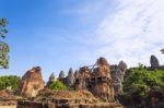 Ruins Of Phnom Bakheng Temple At Angkor Wat Complex Stock Photo