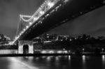 Story Bridge In Brisbane. Black And White Stock Photo