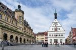 Market Place Square In Rothenburg Stock Photo