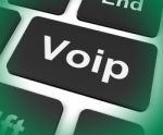 Voip Key Means Voice Over Internet Protocol Or Broadband Telepho Stock Photo